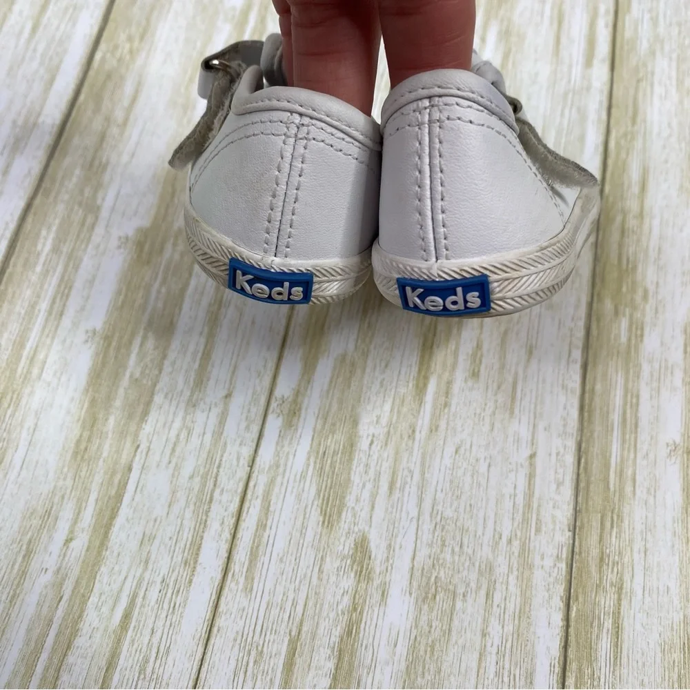 Keds White Leather Champion Toe Cap T-Strap Sneakers